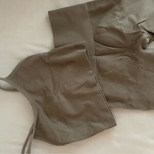 SET Active Taupe Ribbed Set